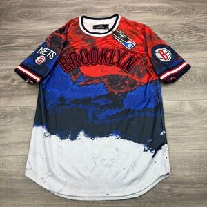 Pro Standard Brooklyn Nets Shirt Mens Medium Dip Dye NBA Patches Chenille Jersey